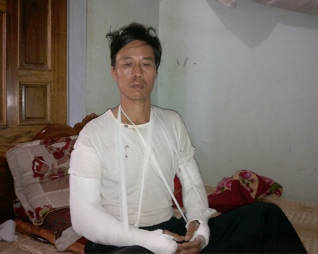 Vào can ngăn, một thầy giáo bị đánh trọng thương - 1 Anh Quỳnh bị đánh trọng thương đang được điều trị tại Bệnh viện ĐK Hà Tĩnh