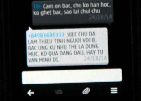 Tin nhắn của Phó Chủ tịch huyện Vũ Quang Nguyễn Đình Đức gửi cho phóng viên Dương Trí Thức