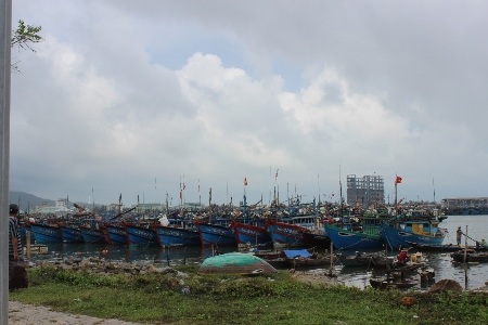 Tàu thuyền ngư dân miền Trung vào bờ tránh, trú áp thấp nhiệt đới