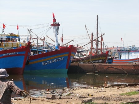 Tàu thuyền của ngư dân miền Trung đang neo đậu ở âu thuyền Thọ Quang (Đà Nẵng)