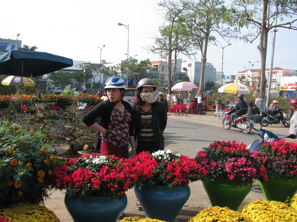 Những ngày này, người dân đến chợ hoa chủ yếu là xem