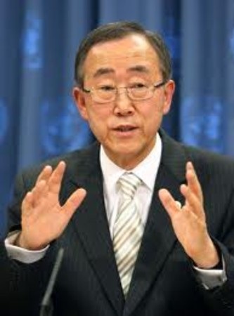 LHQ cảnh báo hậu quả do căng thẳng biên giới Syria - Thổ Nhĩ Kỳ - 1 Tổng thư ký LHQ Ban Ki-moon tại Diễn đàn Dân chủ Thế giới ở thành phố Strasbourg của Pháp.