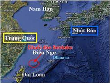 Khu vực đảo Senkaku/Điếu Ngư tranh chấp giữa Nhật Bản và Trung Quốc.