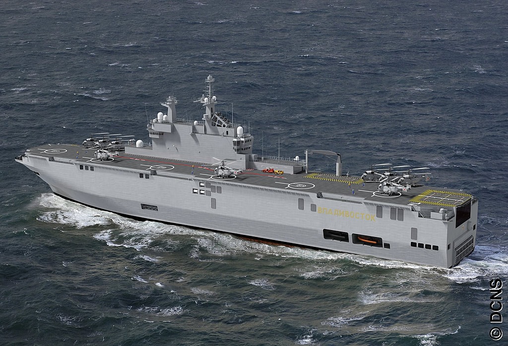 Nga hạ thủy tàu Mistral đầu tiên - 1 Phần đuôi tàu Vladivostok thuộc lớp Mistral vừa được hạ thủy.