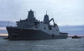 Hải quân Mỹ đưa tàu đổ bộ tới Địa Trung Hải - 1 Tàu vận tải đổ bộ USS San Antonio tiến vào Địa Trung Hải để sẵn sàng tham chiến.