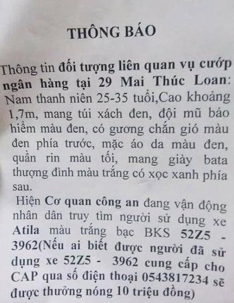 Thông báo thưởng nóng của công an phường