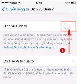 
Chức năng bật dịch vụ định vị ở iPhone 7 (ảnh: Internet)
