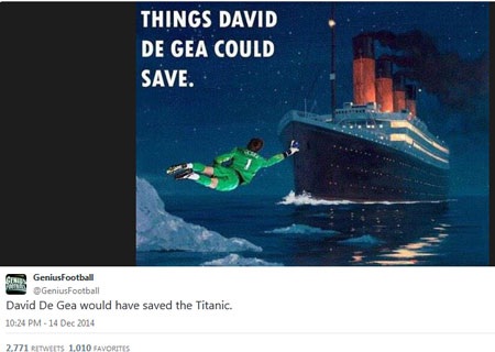Bộ ảnh chế ca ngợi tài năng của De Gea - 9 Nếu có De Gea, hẳn anh sẽ cứu được tàu Titanic