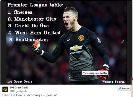 Bộ ảnh chế ca ngợi tài năng của De Gea - 14 Bảng xếp hạng lạ mắt của Premier League