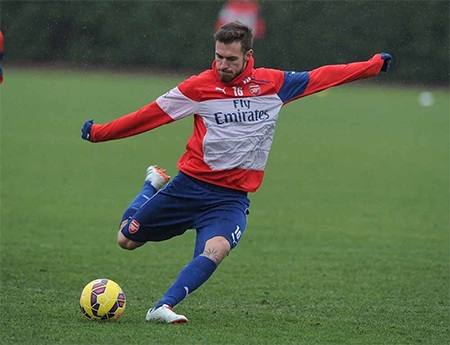 Tân binh Gabriel Paulista tập luyện cùng Arsenal - 4 Động tác thực hiện cú sút của Ramsey