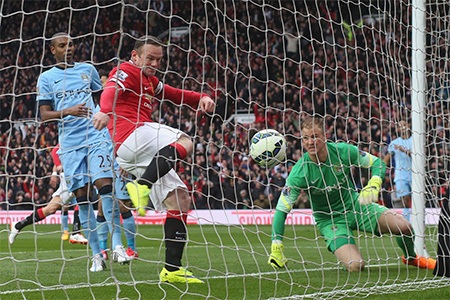Nhìn lại trận cầu MU đè bẹp Man City - 14 Phút thứ 8, Aguero dễ dàng làm tung lưới đối thủ sau đường
chuyền dọn cỗ của Silva