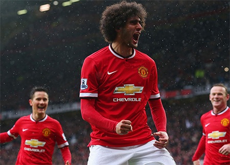 Niềm vui của Fellaini sau khi ghi bàn cho MU