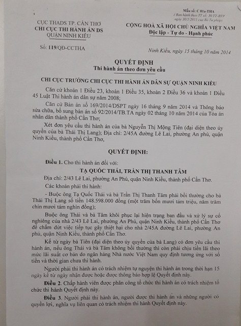 Cần Thơ: Án có hiệu lực, thi hành án bất lực? - Ảnh 3. Cần Thơ: Án có hiệu lực, thi hành án bất lực? - Ảnh 3.