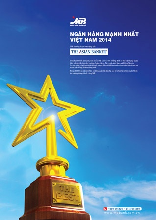 MB được vinh danh “Ngân hàng mạnh nhất Việt Nam 2014”.