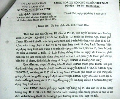 Sở NN&PTNT khẳng định quy hoạch của TP Thanh Hóa vi phạm luật đê điều và phòng chống thiên tai.