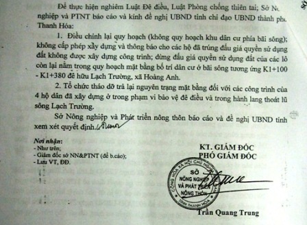 Sở NN&PTNT khẳng định quy hoạch của TP Thanh Hóa vi phạm luật đê điều và phòng chống thiên tai.
