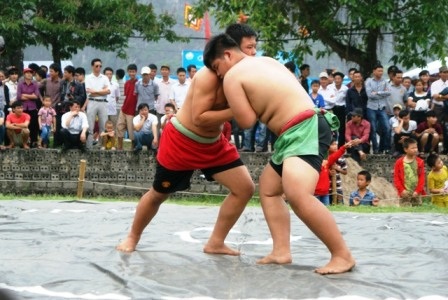 Đấu vật dân gian là hội thi truyền thống được lưu giữ lâu đời trong lễ hội Hoa Lư.