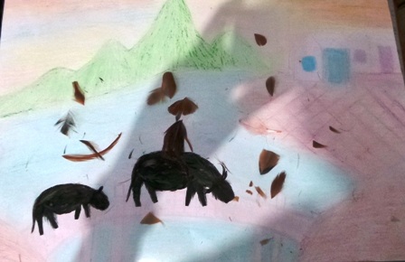 Một bức tranh còn làm dở dang của Vân.