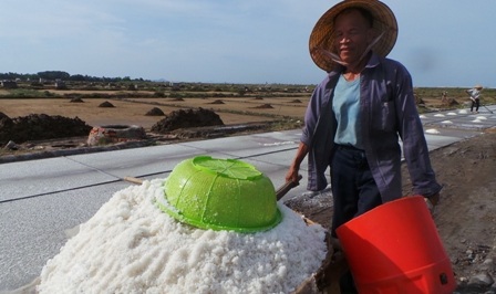 Hầu hết những người làm nghề muối nơi đây là người già cả.