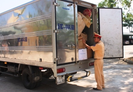 Chiếc xe tải chở pháo không rõ nguồn gốc.