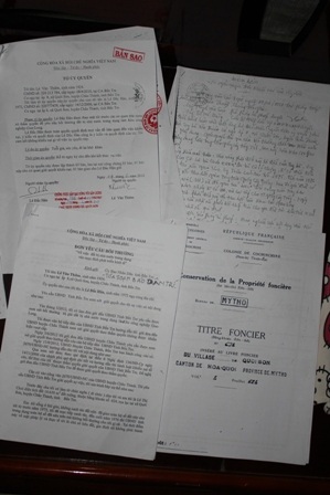 Giấy tờ, hồ sơ liên quan vụ khiếu nại đòi đất của gia đình ông Thiêm