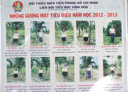 Những tấm gương học giỏi được tuyên dương hàng năm ở trường Tiểu học Vĩnh Hoà