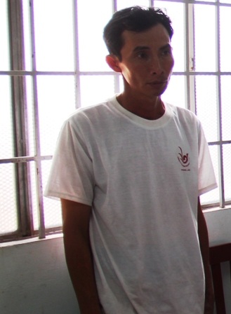 Nghi can Trần Quốc Gia tại cơ quan công an