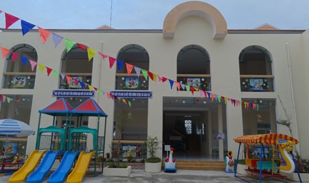 Một góc khuôn viên trường mầm non Hoàng Yến.