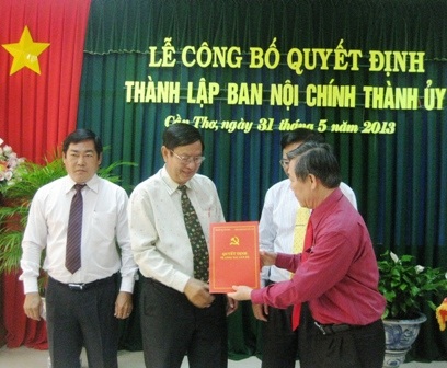 Thành lập Ban Nội chính Thành ủy Cần Thơ
