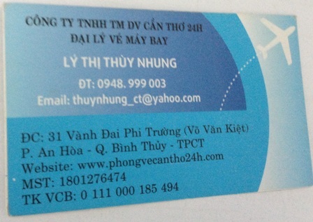 Điều tra công ty bán vé máy bay giả - 1 Danh thiếp Nhung dùng để giao dịch lừa đảo khách hàng