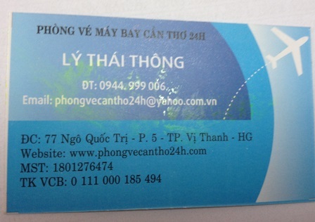 Hụt Tết đoàn viên vì mua nhầm vé máy bay... giả - 2 Danh thiếp của Lý Thông đã sử dụng giao dịch để lừa đảo khách hàng