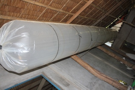 Khí mê tan được chứa trong túi ni lông ở ngay bên bếp