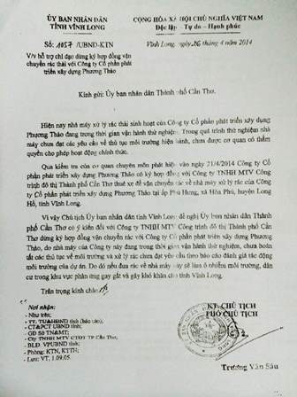 Công văn 1057 của UBND tỉnh Vĩnh Long