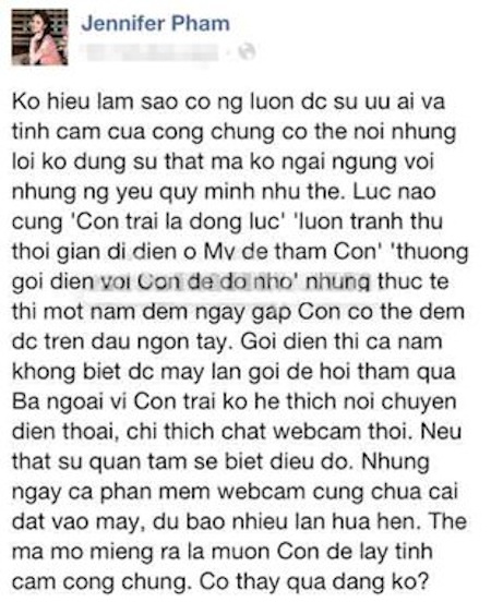 Jennifer Phạm phàn nàn về Quang Dũng? - 2 Những lời chỉ trích được cho là của Jennifer Phạm