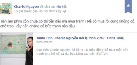 Charlie Nguyễn tố Tinna Tình nói dối - 2 Tuy nhiên, Charlie Nguyễn phủ nhận đã mua tranh của tình cũ