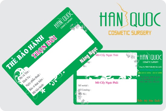 Nâng ngực với túi giả định công nghệ Mỹ - 3 Thẻ bảo hành nâng ngực của Thẩm mỹ Hàn Quốc