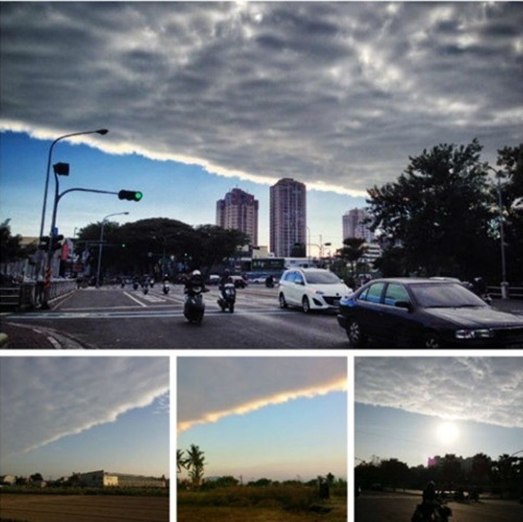 Kỳ lạ hiện tượng bầu trời bỗng... chia làm đôi - 1 Bầu trời thành phố Cao Hùng như bị tách làm hai nửa.