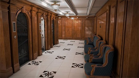 Nếu thang máy đến chậm, khách có thể ngồi chờ trên những chiếc ghế dựa này.