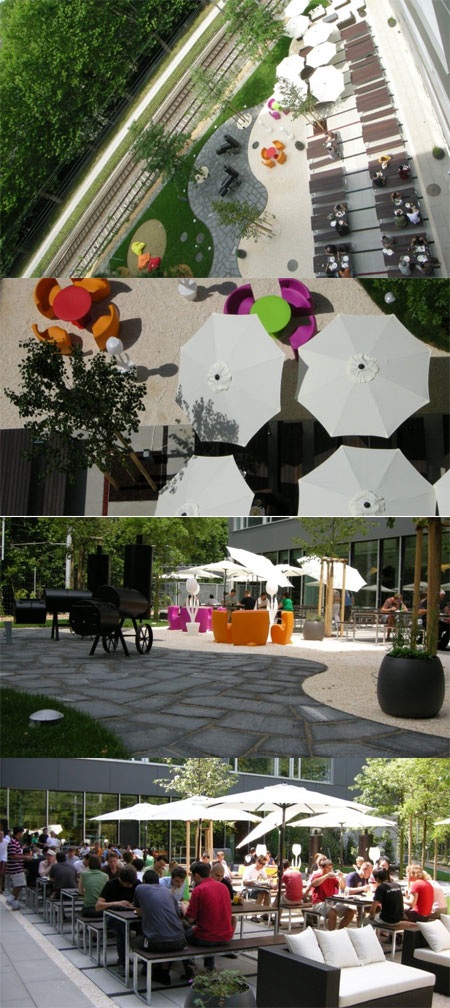 Không gian ngoài trời của văn phòng này cũng được thiết kế lý tưởng không kém trong nhà.