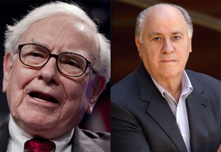 Tỷ phú Buffett giành lại vị trí giàu thứ ba thế giới - 1 Tỷ phú Warren Buffett (trái) và tỷ phú Amancio Ortega - Ảnh: Bloomberg.