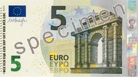 Châu Âu lưu hành đồng 5 Euro mới - 1 Đồng 5 Euro mới.