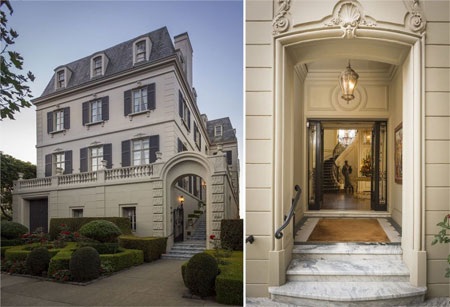 Mặt ngoài và cửa vào biệt thự Pacific Heights ở San Francisco.