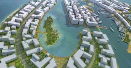 Bờ biển Qatar, nơi dự kiến đặt đảo nổi nhân tạo Oryx Island.