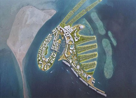 Bờ biển Qatar, nơi dự kiến đặt đảo nổi nhân tạo Oryx Island.