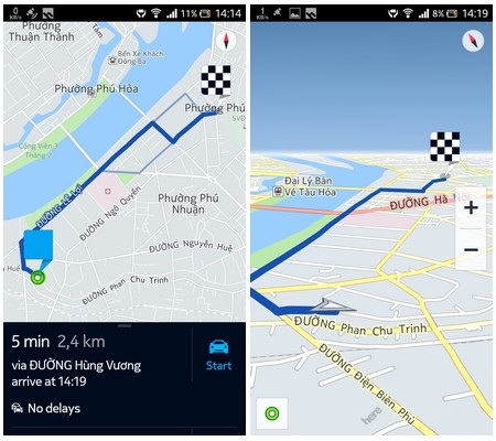 Nokia mang ứng dụng bản đồ HERE Maps lên Android - 1 Chức năng chỉ đường trên ứng dụng HERE Maps của Android
