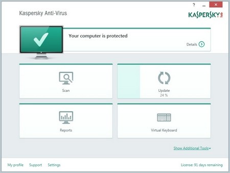 Bản quyền miễn phí phần mềm diệt virus Kaspersky Antivirus 2015 - 5 Giao diện mới trên Kaspersky Antivirus 2015 được thiết kế đơn giản và rõ ràng hơn