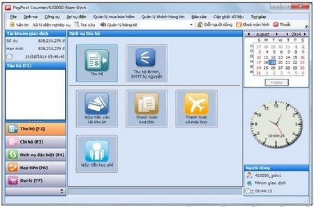 Hệ thống thanh toán đa dịch vụ tại quầy bưu điện PayPost - 1 Giao diện phần mềm quản lý của PayPost