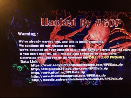 Thông điệp hacker để lại trên máy tính bị chiếm đoạt của Sony Pictures Entertainment
