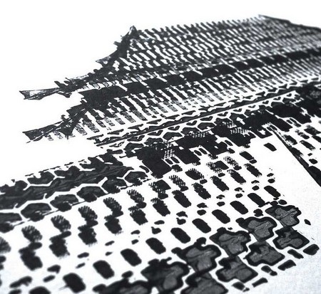 Vẽ tranh tuyệt đẹp bằng... lốp xe đạp - 2 Cận cảnh bức tranh Tử Cấm Thành