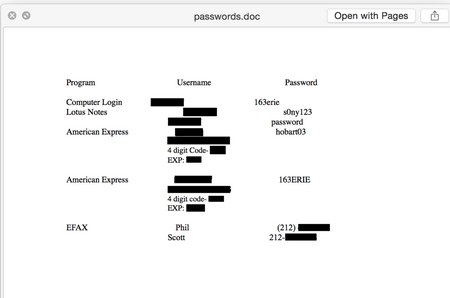 Sony Pictures bị hacker tấn công vì “hớ hênh” trong bảo mật? - 1 File văn bản chứa mật khẩu đăng nhập của nhân viên Sony Pictures được hacker đăng tải